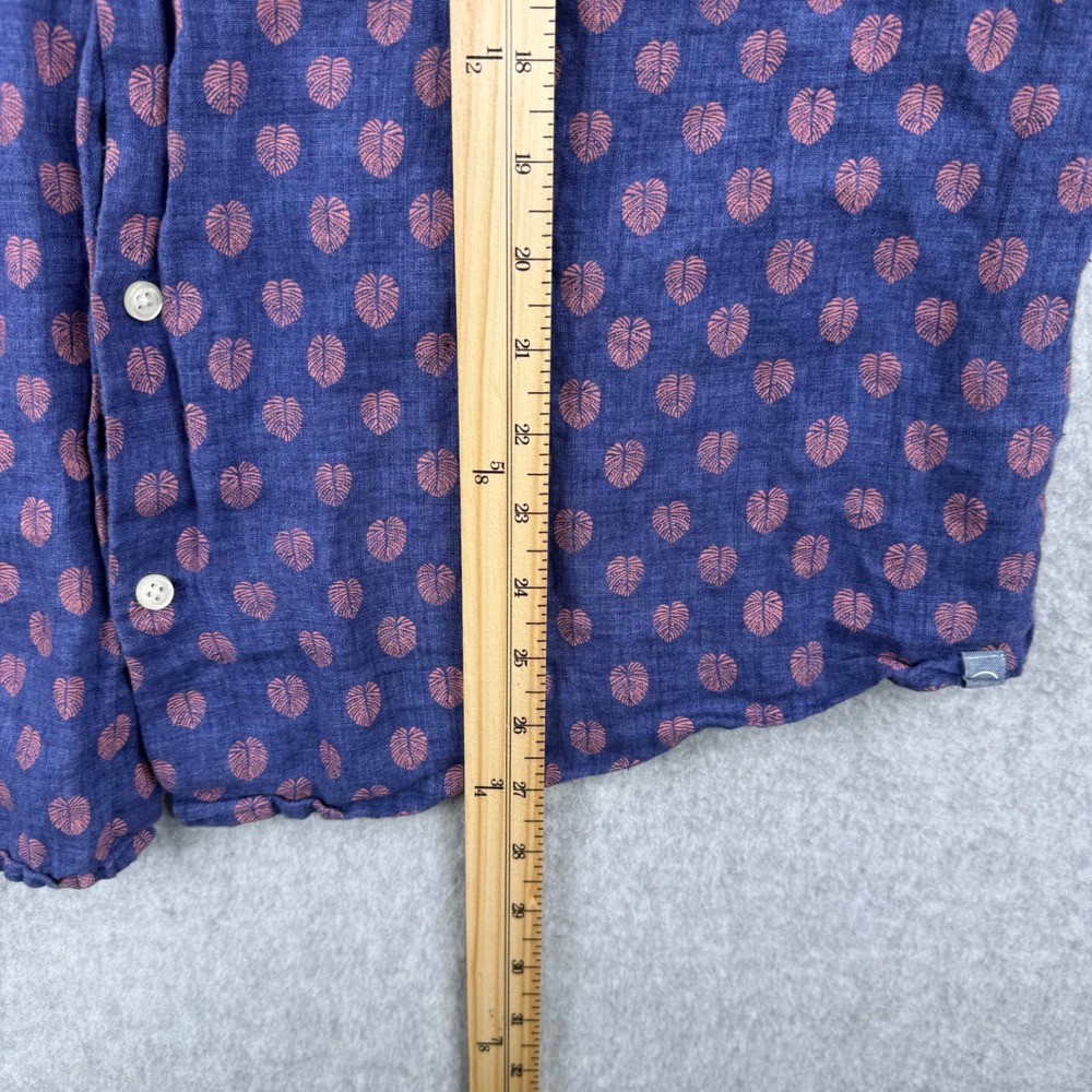 Peter Millar Shirt Mens Large Blue Floral 100% Linen Short Sleeve Button Up - Picture 7 of 9